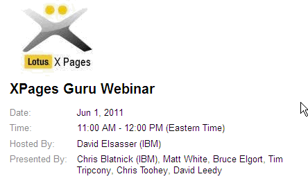 Image:Anuncio: XPages Guru Webinar - 1 junio 2011