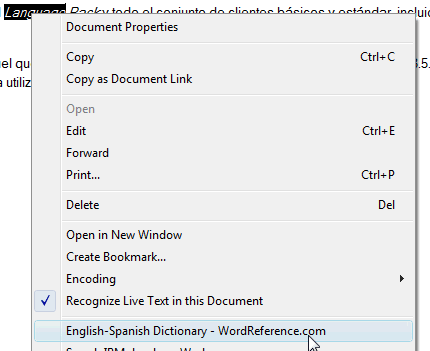 Image:Incluyendo un diccionario on line en Lotus Notes 8.5