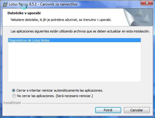 Image:Instalando Lotus Notes 8.5.1 .... en castellano, ¿ o en eslovaco ?