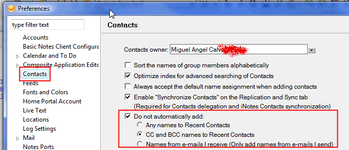 Image:Lotus Notes 8.5.2. Modificando configuración de contactos recientes