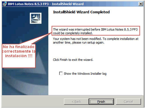 Image:Posible problema al actualizar Lotus Notes 8.5.3 FP2 --> FP3