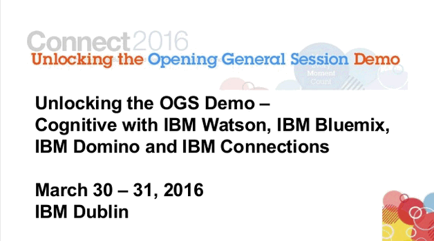 Image:Unlocking the OGS: Building Cognitive Solutions with IBM Domino, Watson and Bluemix